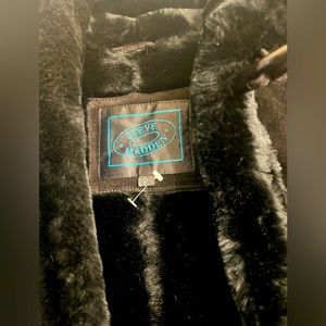 Black on black Steve Madden Crop suede  faux fur  Cape/ Poncho